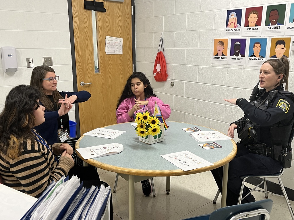 Students teacher School Resource Officers safety words in Sign Language