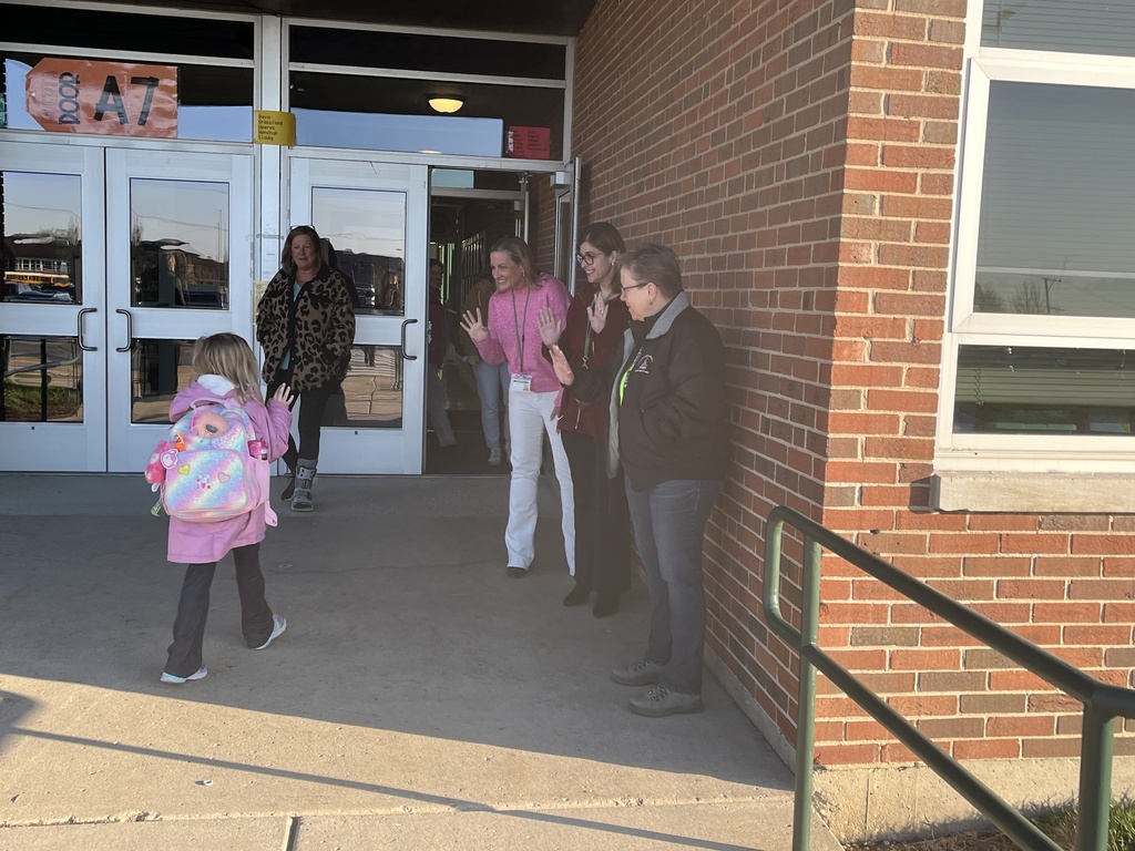 Morning Greeters welcoming students to Woodland Primary April 6, 2026