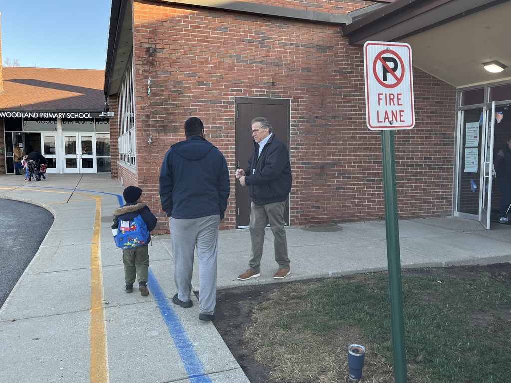 Morning Greeters welcoming students to Woodland Primary April 6, 2026