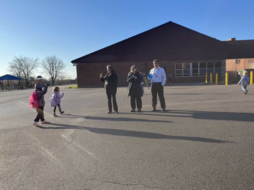 Morning Greeters welcoming students to Woodland Primary April 6, 2026