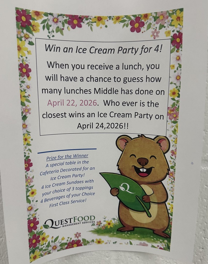 Win an Ice Cream Party for 4! Flyer from Quest Food Services