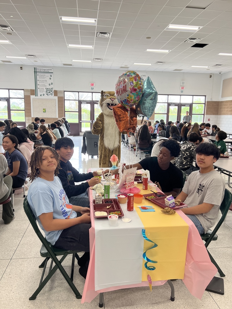 Student Wins an Ice Cream Party for 4 - special VIP table in the busy lunchroom