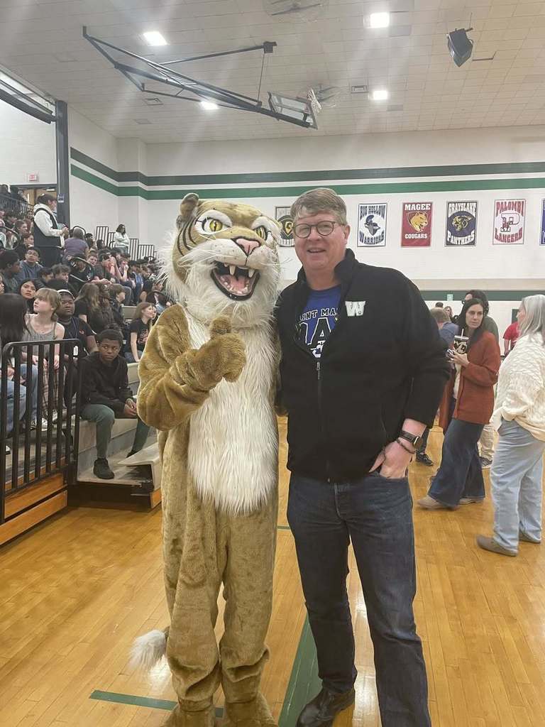 Mr. Murphy and Wiley at the WMS Assembly