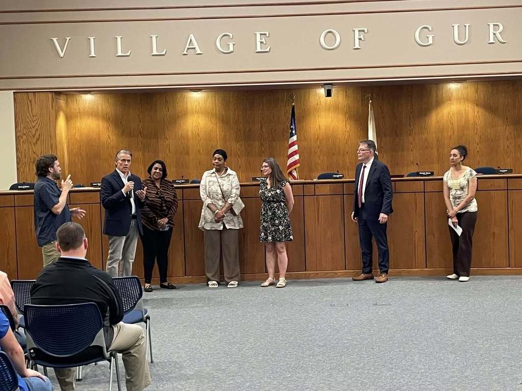 Teacher and Staff Member of the Year at the Gurnee Board Meeting 