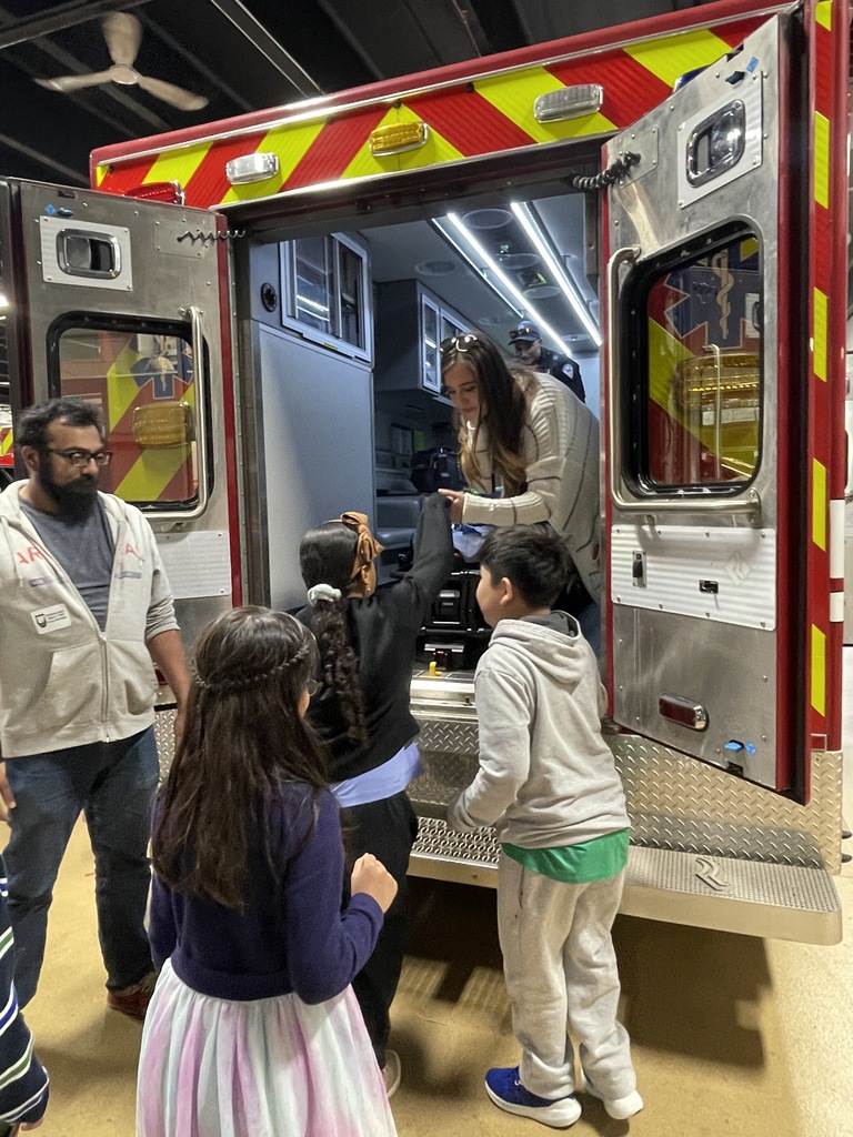 Field trip to the Gurnee Fire Department - students check out the fire rigs