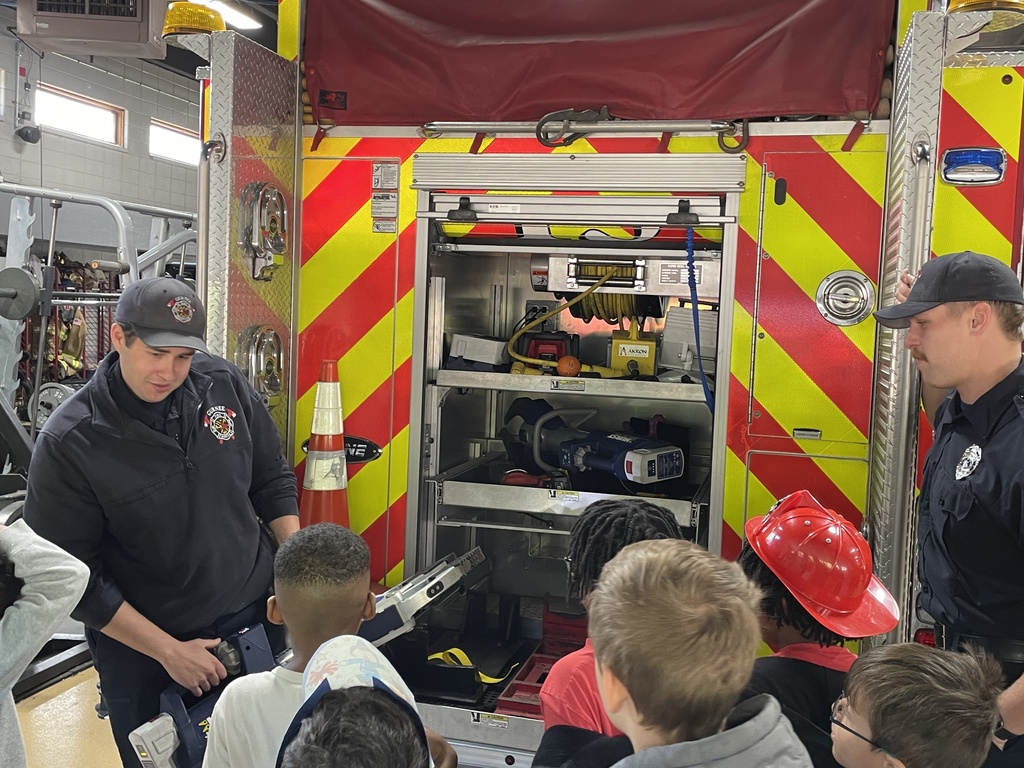Field trip to the Gurnee Fire Department - students check out the fire rigs