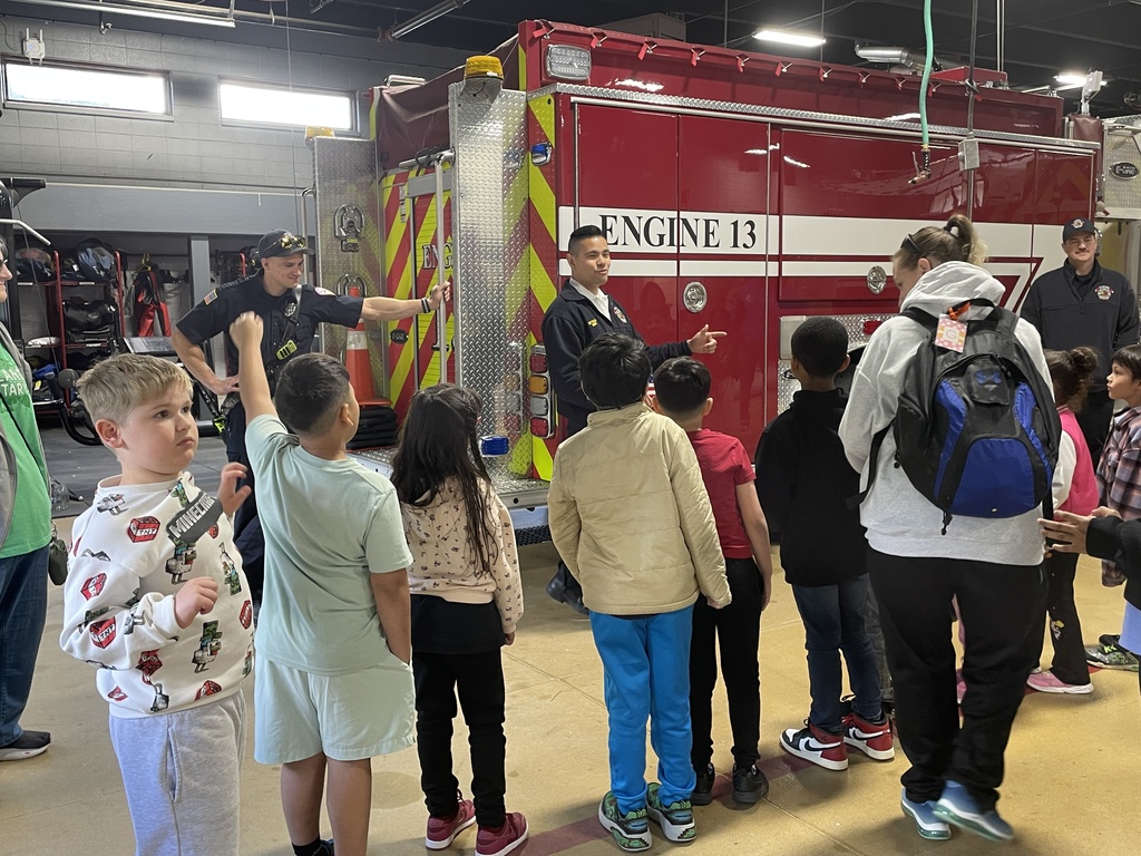 Field trip to the Gurnee Fire Department - students check out the fire rigs