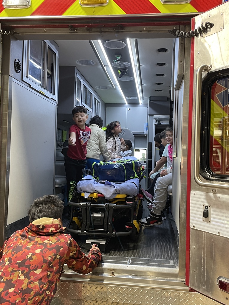 Field trip to the Gurnee Fire Department - students check out the fire rigs