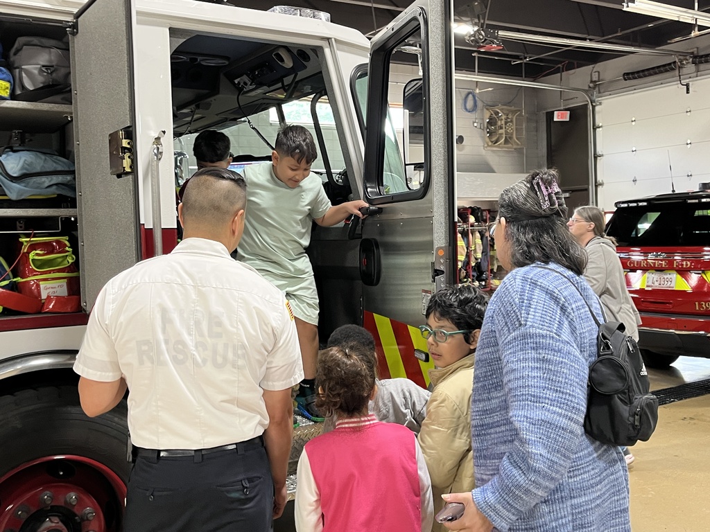 Field trip to the Gurnee Fire Department - students check out the fire rigs