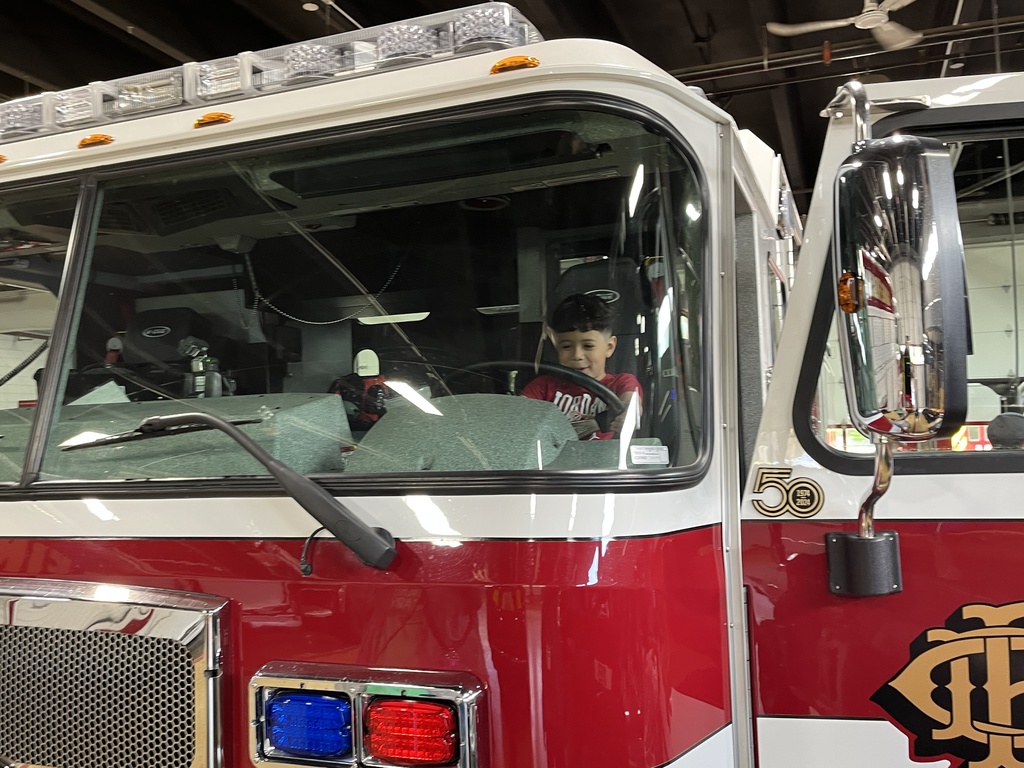 Field trip to the Gurnee Fire Department - students check out the fire rigs