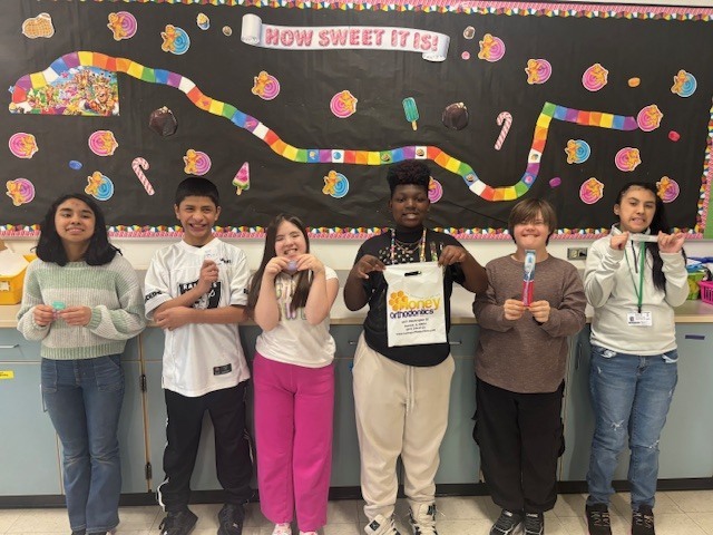 WMS partnered with Honey Orthodontics to create bags for patients and build job and independence skills for the students