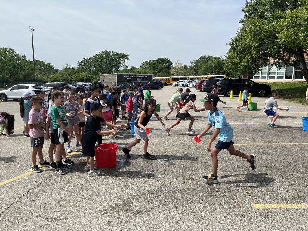 water relays Field Day at Woodland Elementary, May 2026