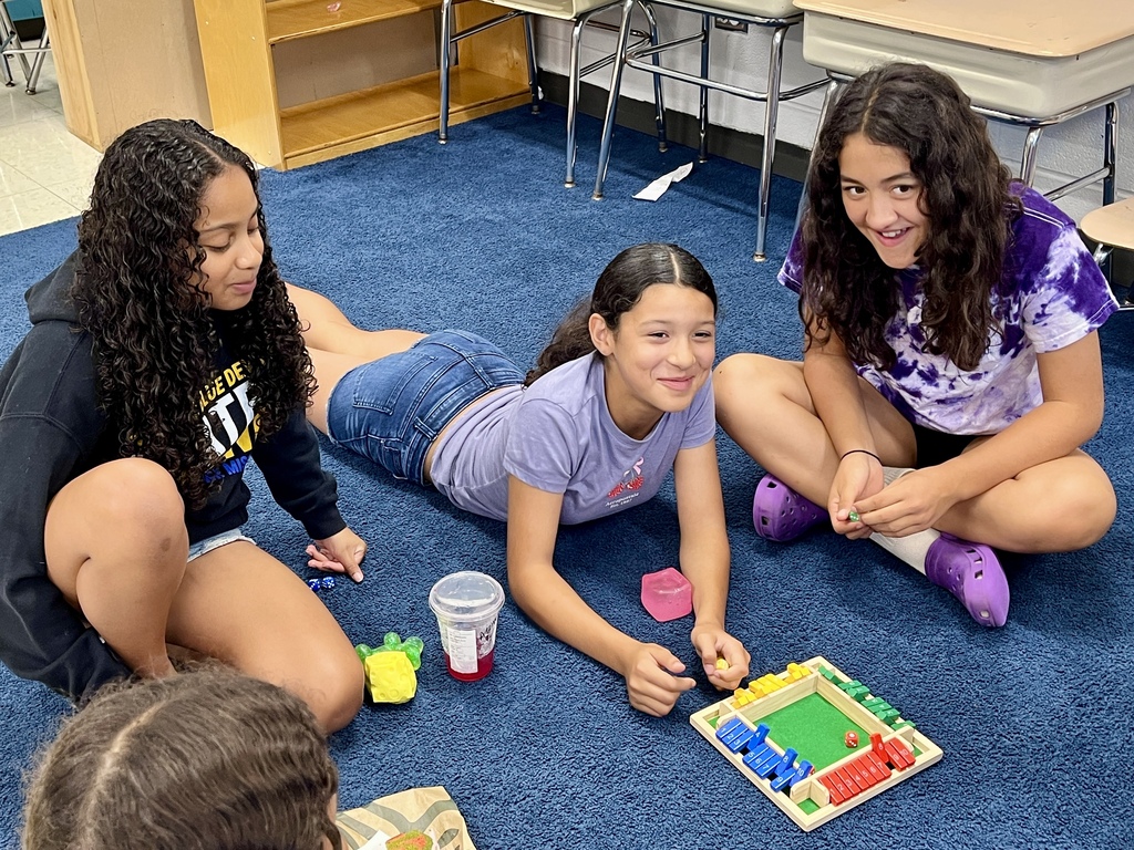 Students playing a math game called Shut the Box at Summer School