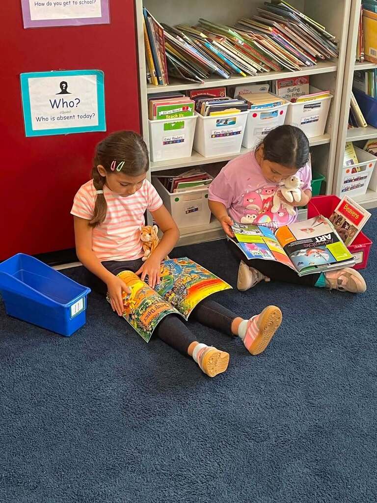 students reading