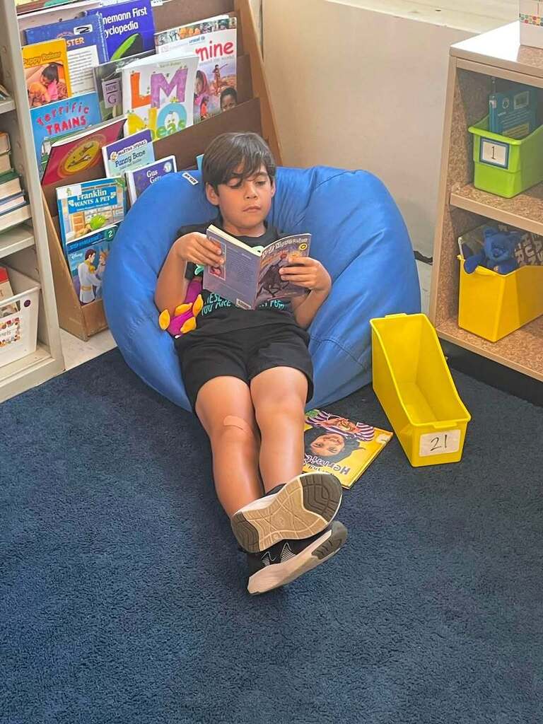 student reading