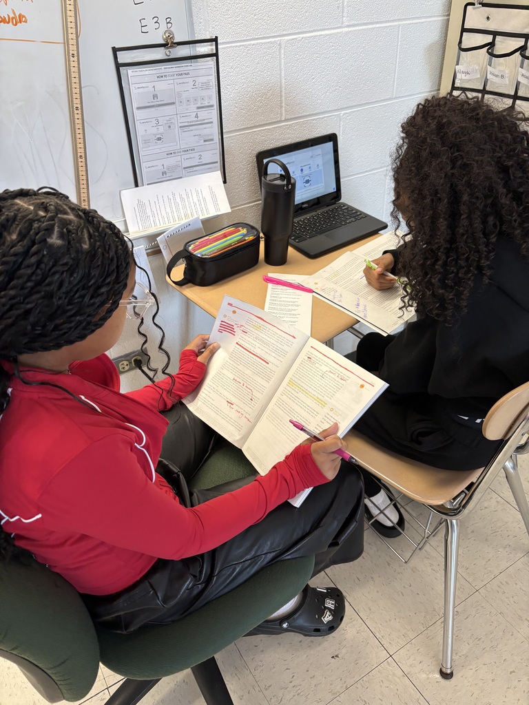 Students work in pairs to annotate a short story at WMS