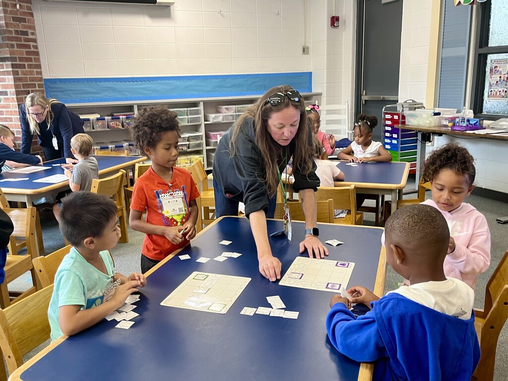 Kindergarten students learn a coding at Woodland Primary