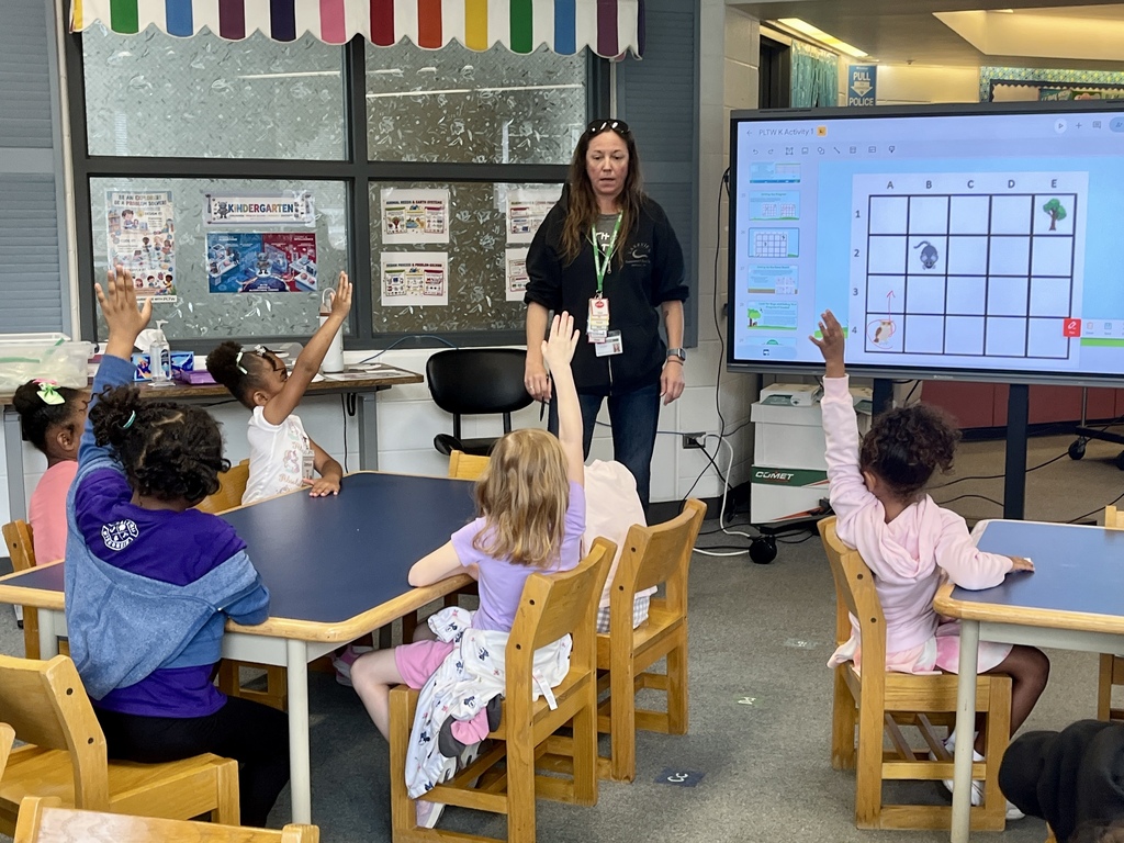 Kindergarten students learn a coding at Woodland Primary