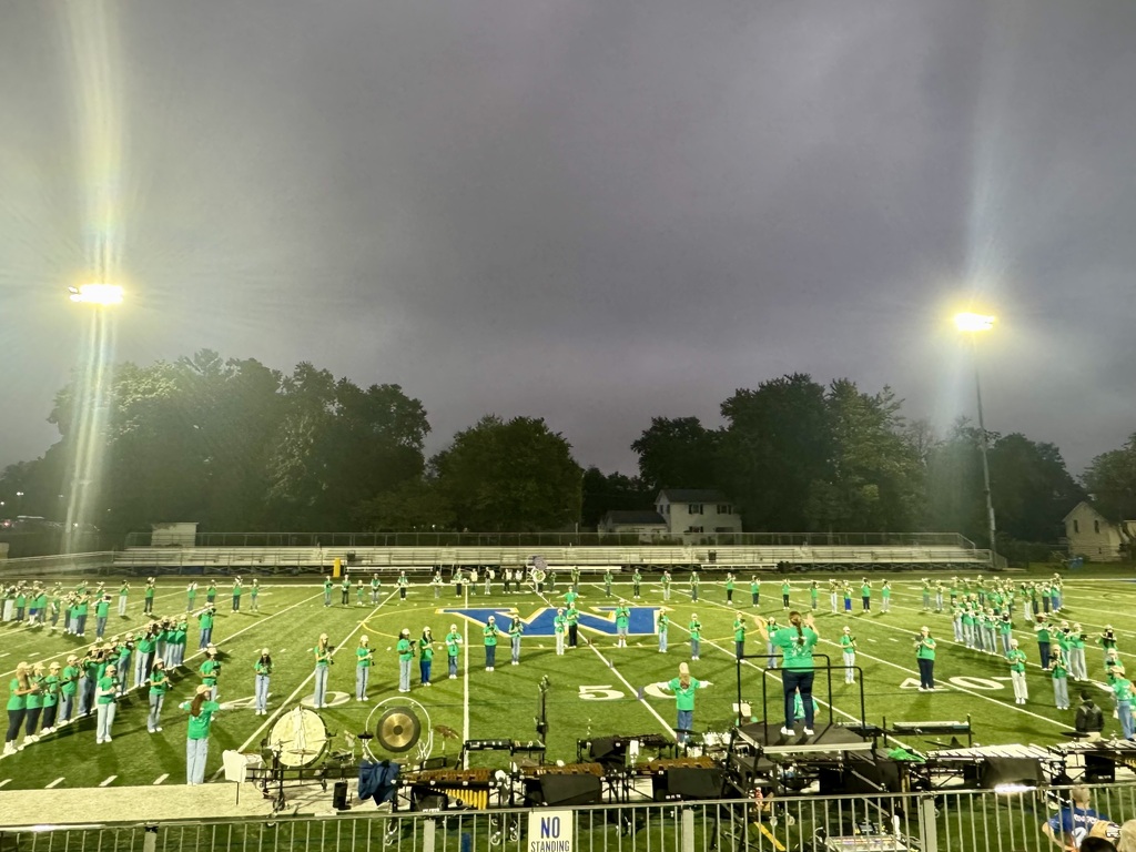 WMS Marching Wildcats at the annual "Fill the Drum" marching band exhibit at Warren High School