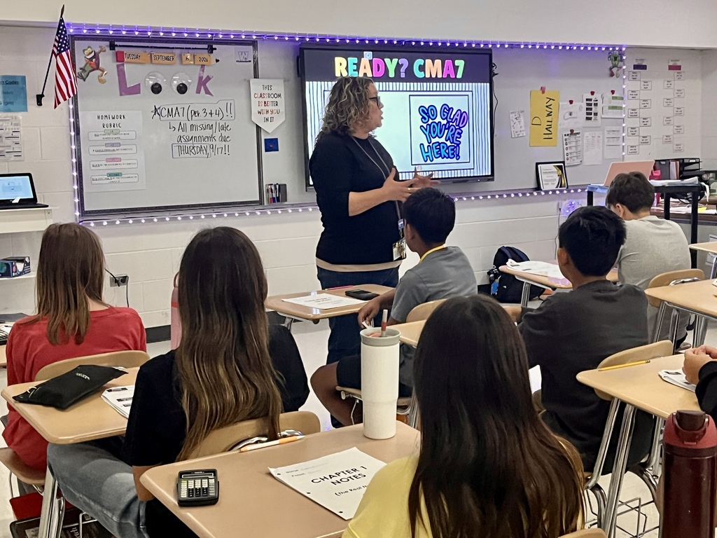 7th Grade Challenge Math students work in groups to prepare for a test in Ms. Olekszy's class