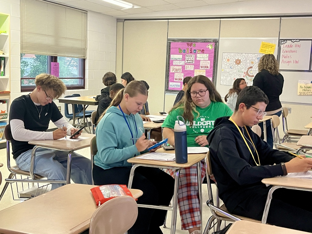 7th Grade Challenge Math students work in groups to prepare for a test in Ms. Olekszy's class
