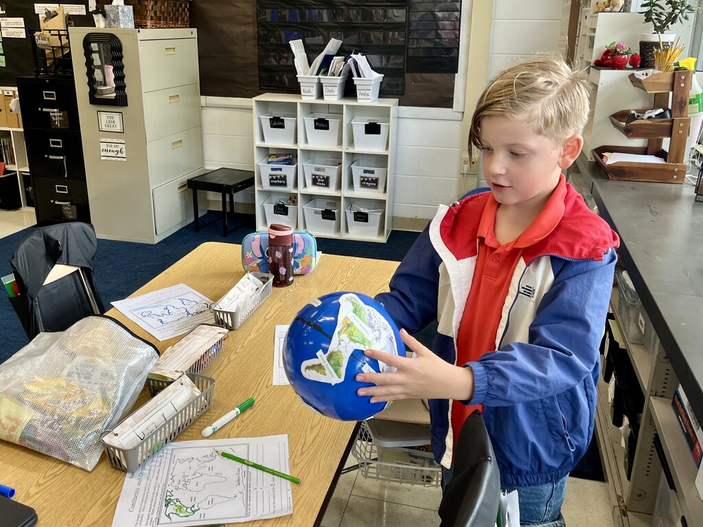 The students in Ms. Rinkenberger's class had fun making globes during social studies
