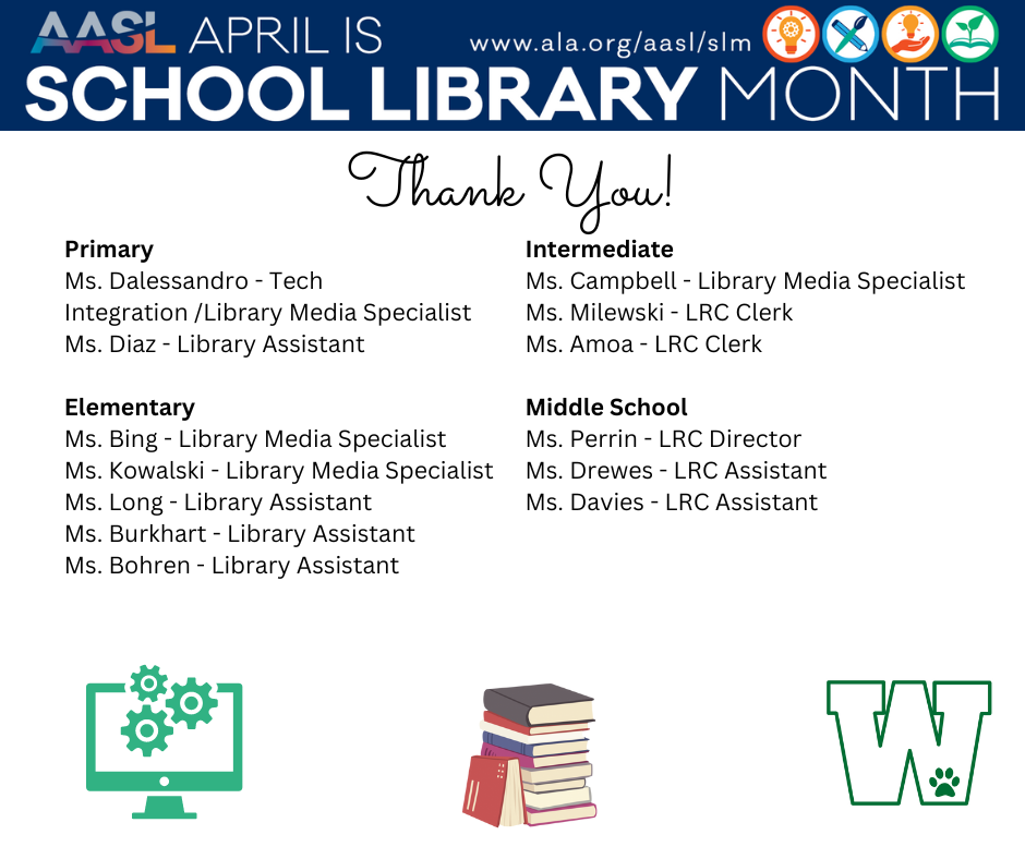 School Library Month Thank you to the Library and LRC teams at each school