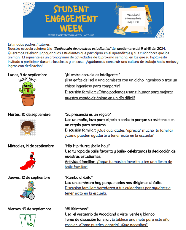 Student Engagement Week Flyer in Spanish