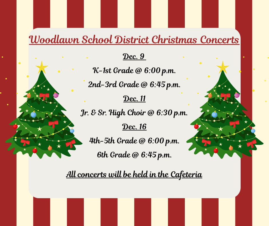 Woodlawn School District Christmas Concert Schedule