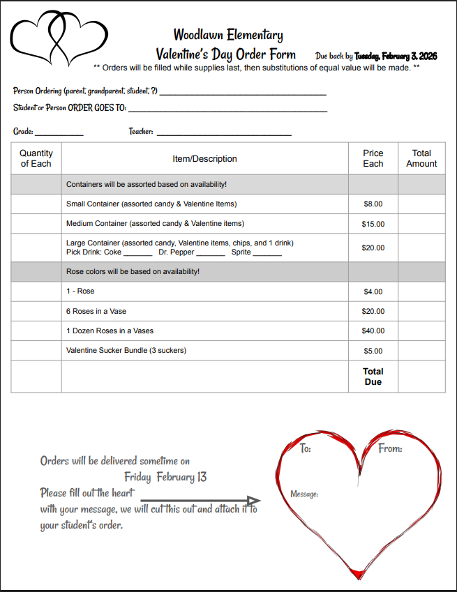 elementary order form