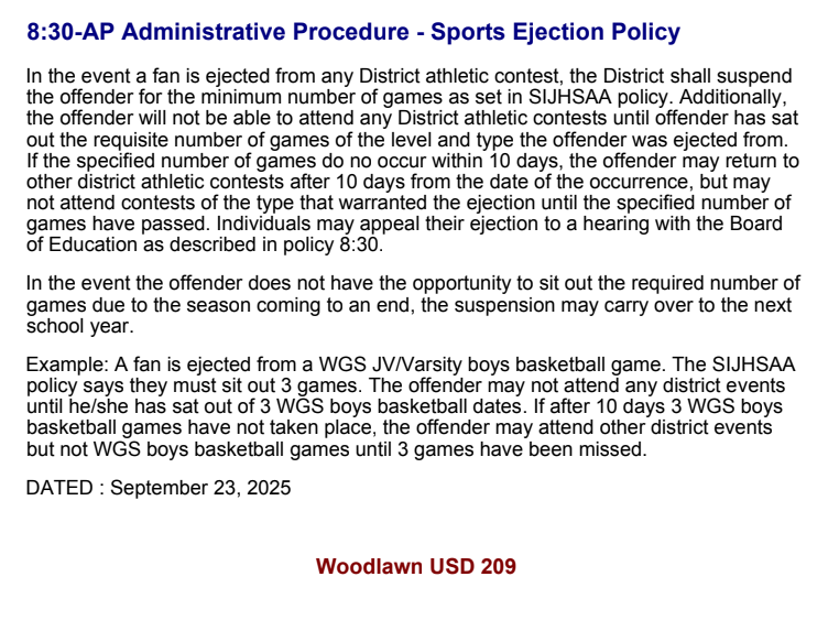 sports ejection policy