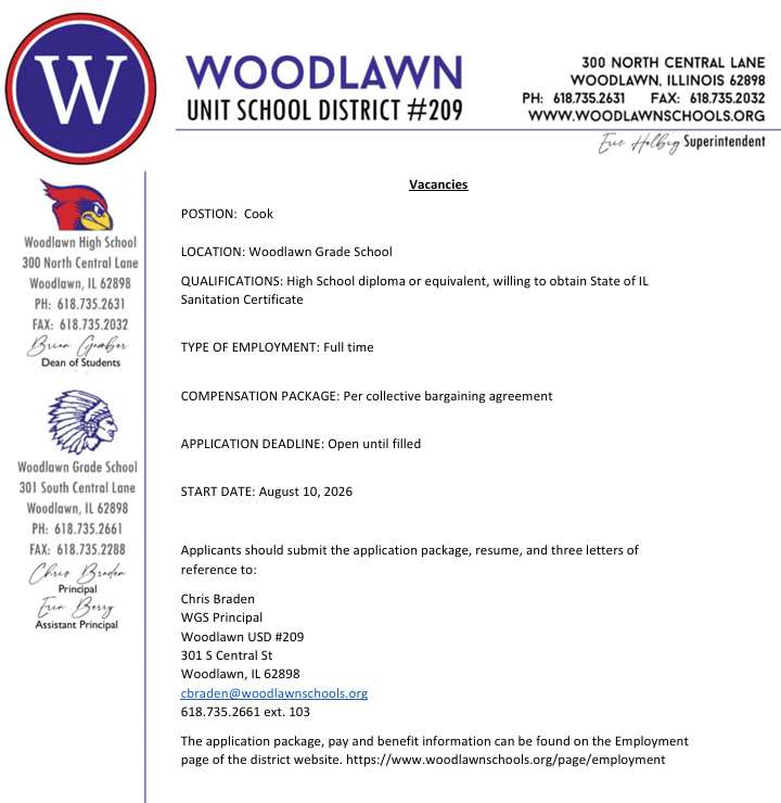 cook vacancy