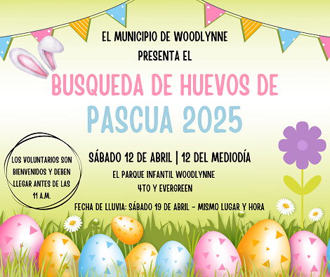 Woodlynne Town Egg Hunt Apr 12 spanish