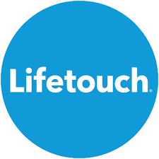 Lifetouch in a blue circle white letters