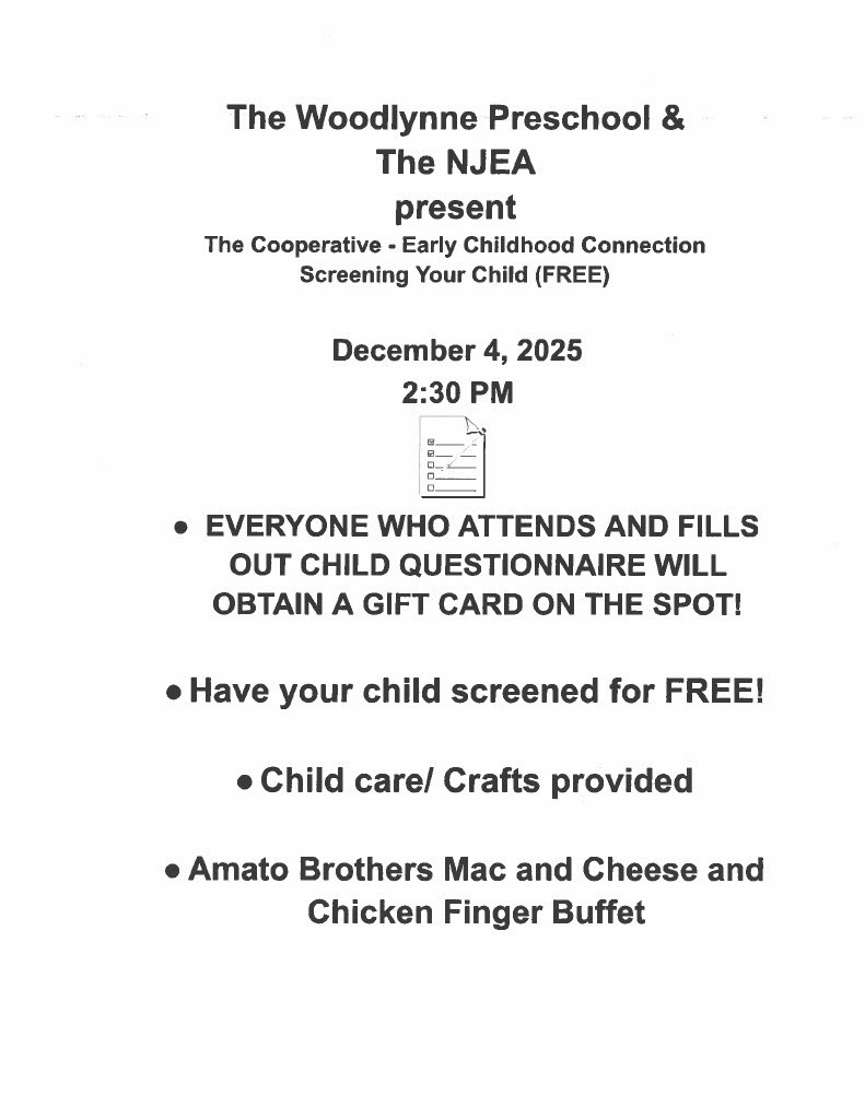 Woodlynne preschool NJEA event dec 4th english