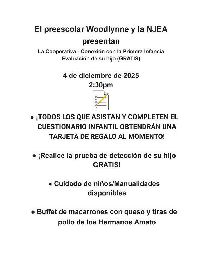 Preschool event dec 4 screening spanish