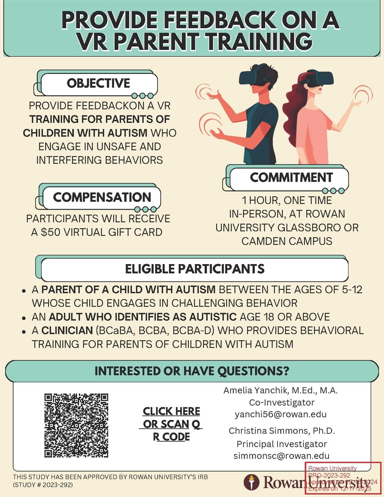 VR Parent Training flyer
