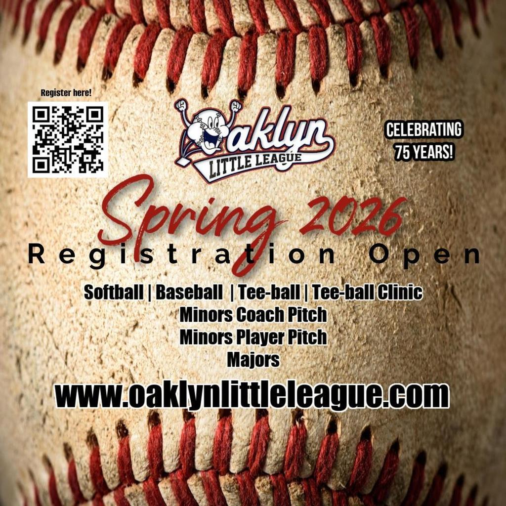 baseball background for oaklyn little leage registration with QR Qode