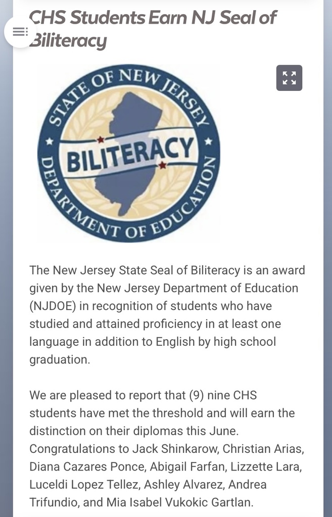 NJ seal of biliteracy earning recogntion of students