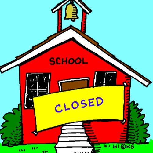 school closed sign on a school