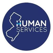 blue circle with state of NJ outline human services