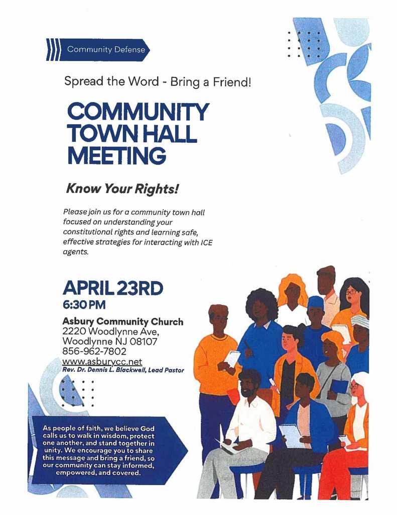 community town hall meeting april 23 at asbury church for safe strategies regarding ICE english