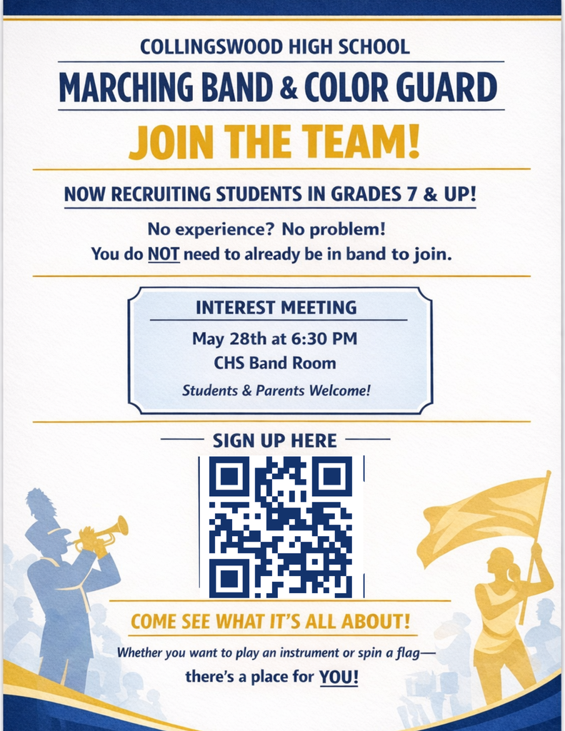 Join the marching band and color guard interest meeting may 28th 630pm