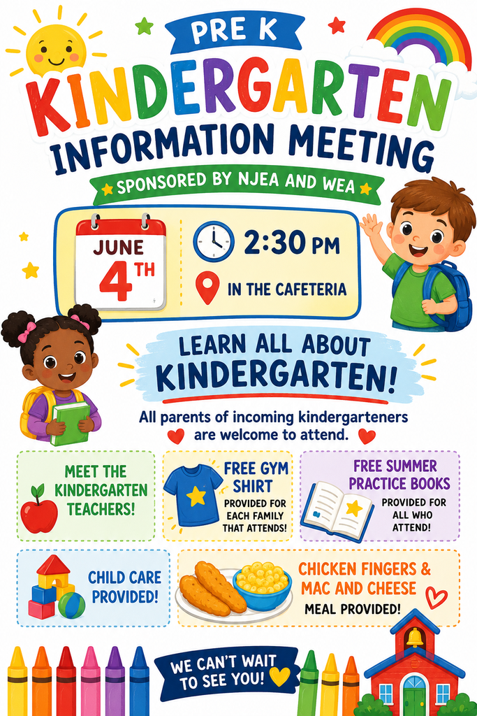 Kindergarten information meeting june 4th 230pm with cute pictures of kids english
