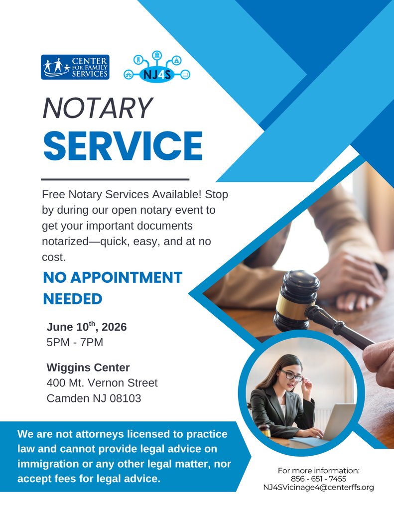 notary services available june 10 5pm-7pm wiggins center