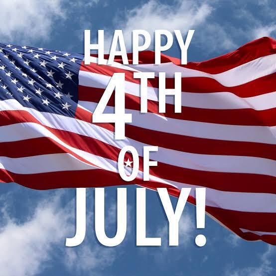 Happy 4th of July with flag in the background