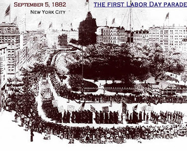 old picture of march in NYC for labor day