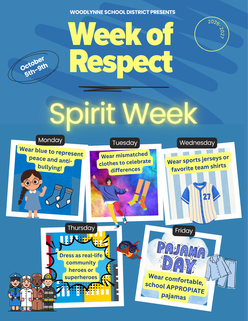 Week of respect spirit week monday wear blue tuesday wear mismatched clothes wednesday favorite team jersey thursday superhero friday pajamas