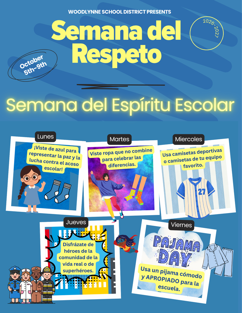 Week of respect spirit week monday wear blue tuesday wear mismatched clothes wednesday favorite team jersey thursday superhero friday pajamas