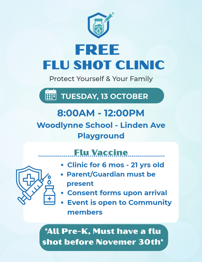 flu clinic tuesday october 13 6mos to 21yrs parent must be present open to community preschool needs flu shot before nov 30